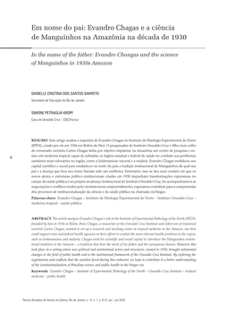 Em Nome Do Pai: Evandro Chagas E a Ciência De Manguinhos Na Amazônia Na Década De 1930