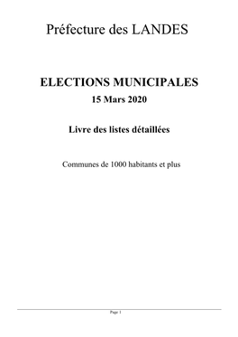 15 Mars 2020 Livre Des Listes Détaillées