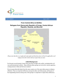 Refugees from Democratic Republic of Congo, Central African Republic, Rwanda, and Burundi