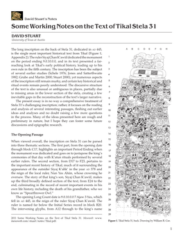 Some Working Notes on the Text of Tikal Stela 31