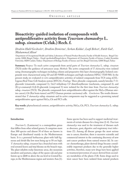 Bioactivity-Guided Isolation of Compounds with Antiproliferative Activity from Teucrium Chamaedrys L. Subsp. Sinuatum (Celak.) Rech