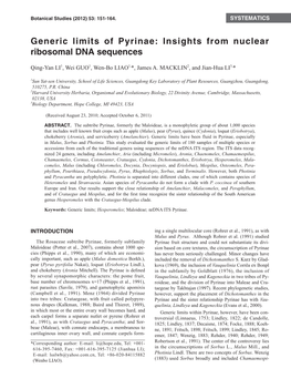 Generic Limits of Pyrinae: Insights from Nuclear Ribosomal DNA Sequences