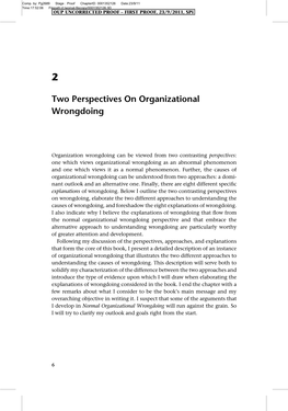 Two Perspectives on Organizational Wrongdoing