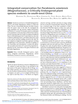 Parakmeria Omeiensis (Magnoliaceae), a Critically Endangered Plant Species Endemic to South-West China