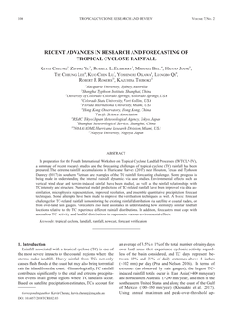 Recent Advances in Research and Forecasting of Tropical Cyclone Rainfall
