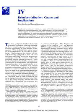 Deindustrialization: Causes and Implications Robert Rowthorn and Ramana Ramaswamy