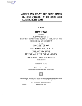 The Trump Adminis- Tration’S Oversight of the Trump Inter- National Hotel Lease