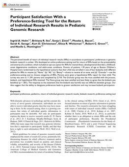 Participant Satisfaction with a Preference-Setting Tool for The