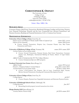 Chris Odinet CV