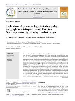 Applications of Geomorphology, Tectonics, Geology and Geophysical Interpretation Of, East Kom Ombo Depression, Egypt, Using Landsat Images