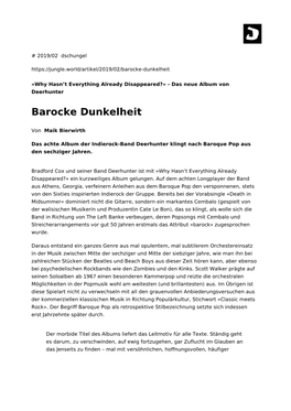 Barocke Dunkelheit