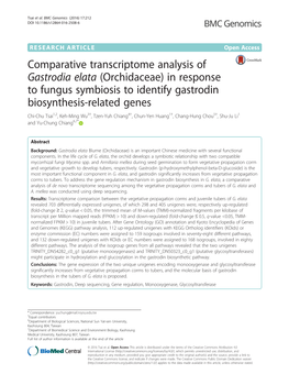 Comparative Transcriptome Analysis of Gastrodia Elata (Orchidaceae) In