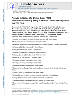 Analytic Validation of a Clinical-Grade PTEN Immunohistochemistry Assay in Prostate Cancer by Comparison to PTEN FISH