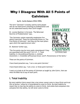 Why I Disagree with All 5 Points of Calvinism