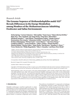 The Genome Sequence of Methanohalophilus Mahii SLPT