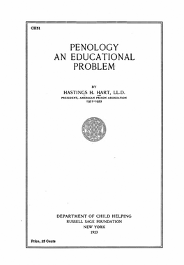 Penology an Educational Problem1