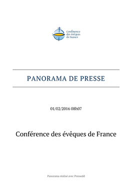 PANORAMA DE PRESSE Conférence Des Évêques De France