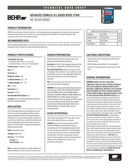 Advanced Formula Oi L-Based Wood Stain R No. B3500 Series