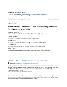 The Effects of a Commercial Aluminum Airpolishing Powder on Dental Restorative Materials