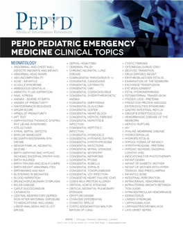 Pepid Pediatric Emergency Medicine Clinical Topics