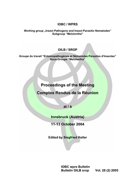 Proceedings of the Meeting Comptes Rendus De La Réunion