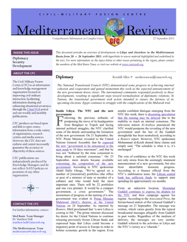 Mediterranean Review Comprehensive Information on Complex Crises 27 September 2011