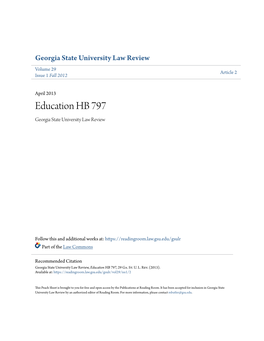 Education HB 797 Georgia State University Law Review