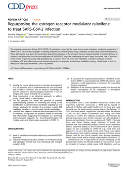 Repurposing the Estrogen Receptor Modulator Raloxifene to Treat SARS