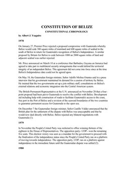 CONSTITUTION of BELIZE CONSTITUTIONAL CHRONOLOGY by Albert J