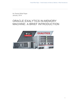 Oracle Exalytics In-Memory Machine: a Brief Introduction