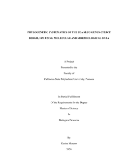 Phylogenetic Systematics of the Sea Slug Genus Cyerce