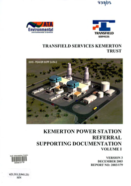 Kemerton Power Station Referral Supporting Documentation Volume I