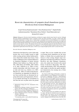 Roost Site Characteristics of Sympatric Dwarf Chameleons (Genus Brookesia) from Western Madagascar