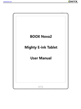 BOOX Nova2 Mighty E-Ink Tablet User Manual