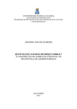 Amanda Aouad Almeida Quem Matou O Barão