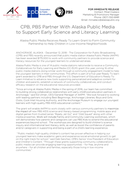 CPB, PBS Partner with Alaska Public Media to Support Early Science and Literacy Learning