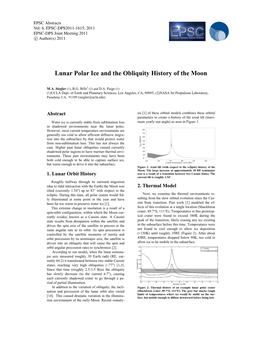 Lunar Polar Ice and the Obliquity History of the Moon