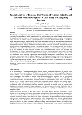 Spatial Analysis of Regional Distribution of Tourism Industry and Tourism-Related Disciplines: a Case Study of Guangdong Province