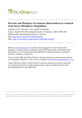 In Armored Scale Insects (Hemiptera: Diaspididae) Author(S): M