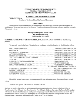 Warrant with Election Results