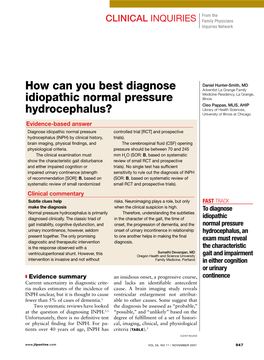 How Can You Best Diagnose Idiopathic Normal Pressure Hydrocephalus?