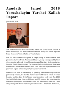 Agudath Israel 2016 Yerushalayim Yarchei Kallah Report,PHOTOS