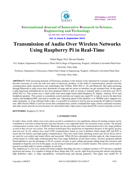 Transmission of Audio Over Wireless Networks Using Raspberry Pi in Real-Time