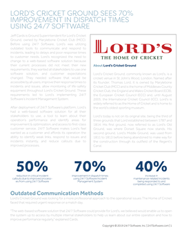 Lord's Cricket Ground Case Study