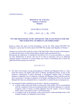 I N S T R U C T I O N No. 1085 Dated 12 / 06 / 2006