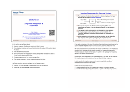 Lecture 15- Impulse Reponse and FIR Filter