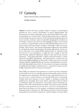 Curiosity Nature, Dimensionality, and Determinants Jordan Litman