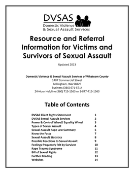 Sexual Assault Resource Packet