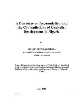A Discourse on Accumulation and the Contradictions of Capitalist Development in Nigeria