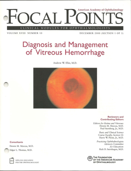 Diagnosis and Management of Vitreous Hemorrhage